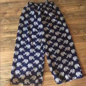 FROM INDIA navy blue + white Indian elephant pants